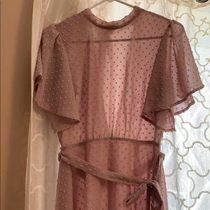 Swiss Dot Flutter Sleeve Dress